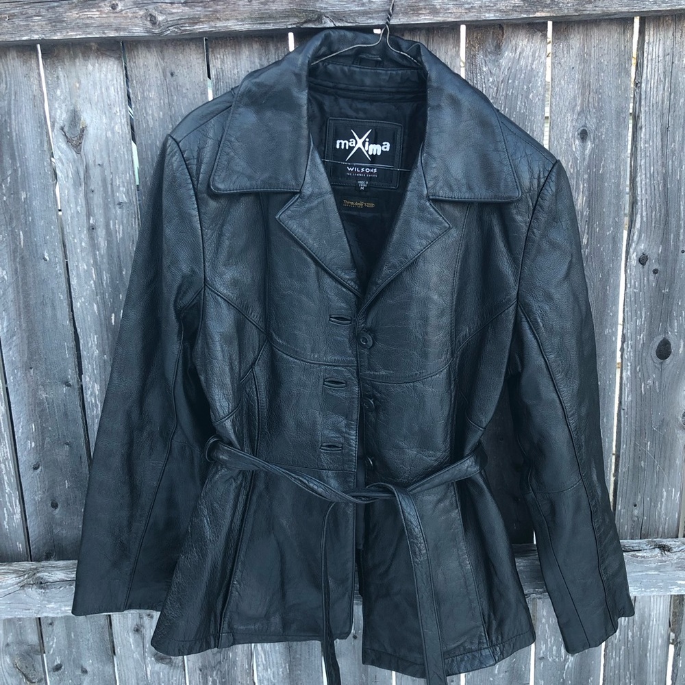 Y2k Maxima wilsons Leather Belted Jacket